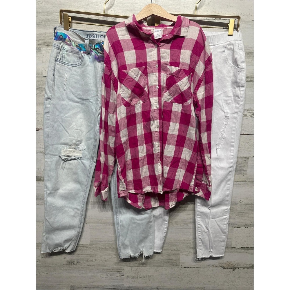 Justice Arizona Kidpik Bundle Girls 16 Pink White Distressed Mom Core